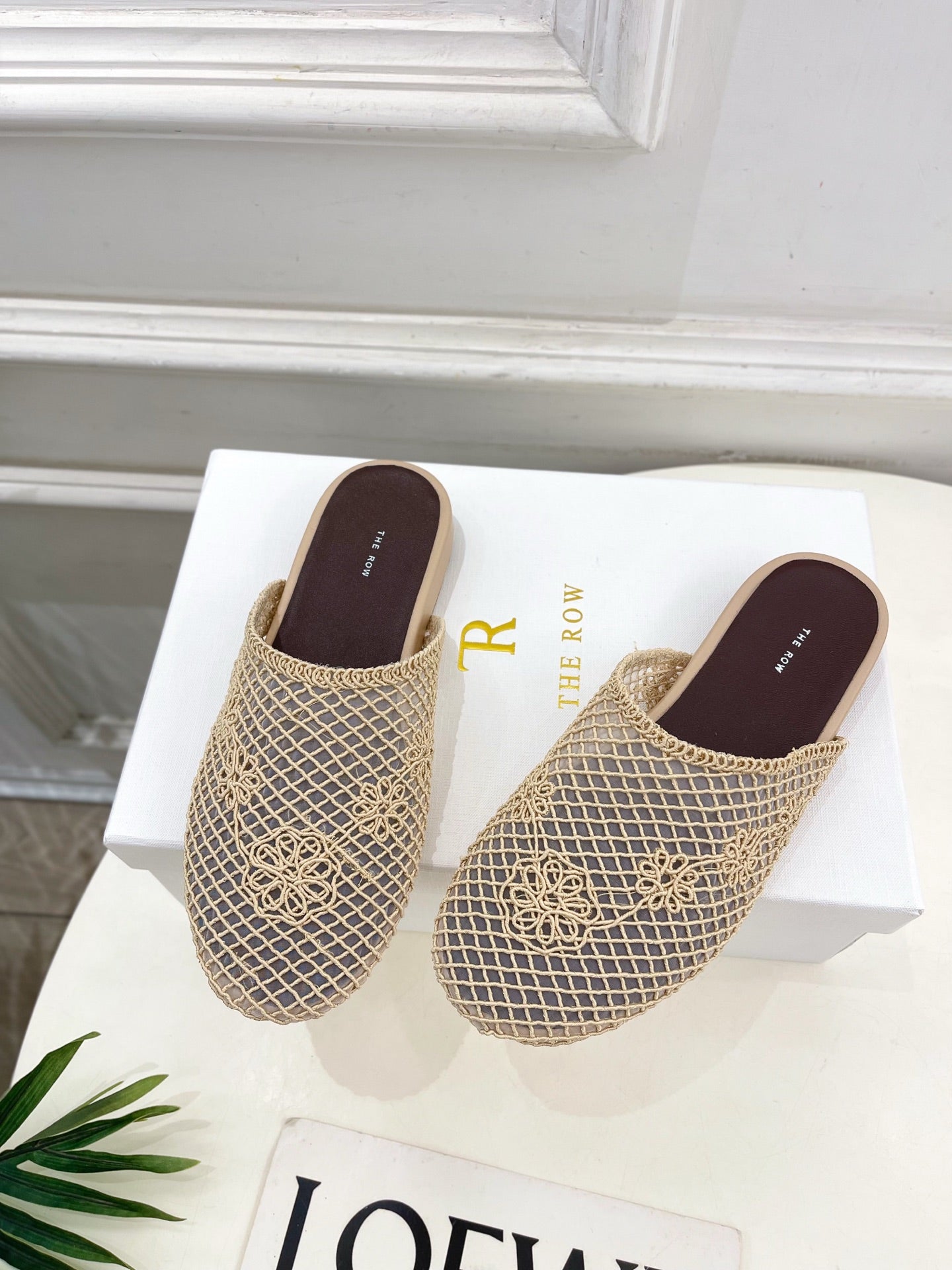 The Row  Slide Mules 25mm Beige Mesh And Sheepskin 325557