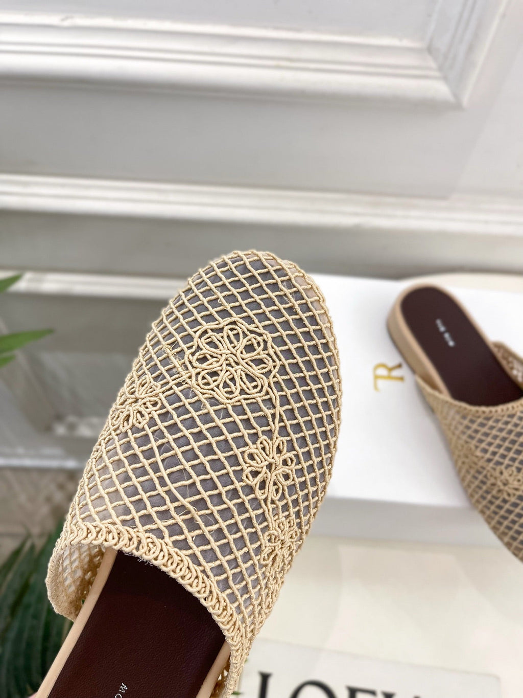 The Row  Slide Mules 25mm Beige Mesh And Sheepskin 325557