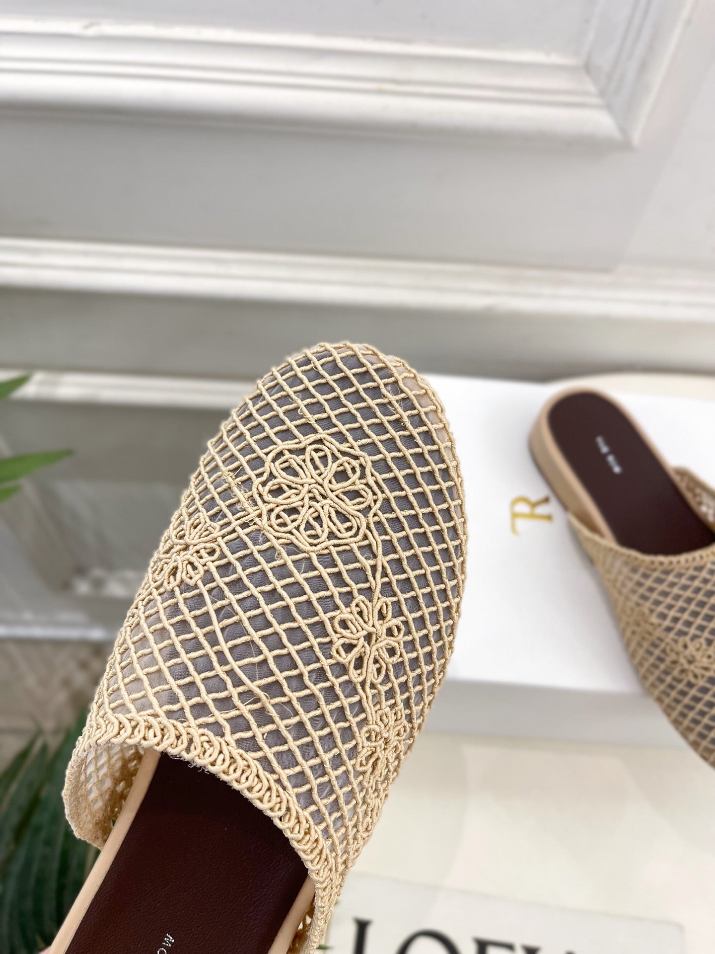 The Row  Slide Mules 25mm Beige Mesh And Sheepskin 325557