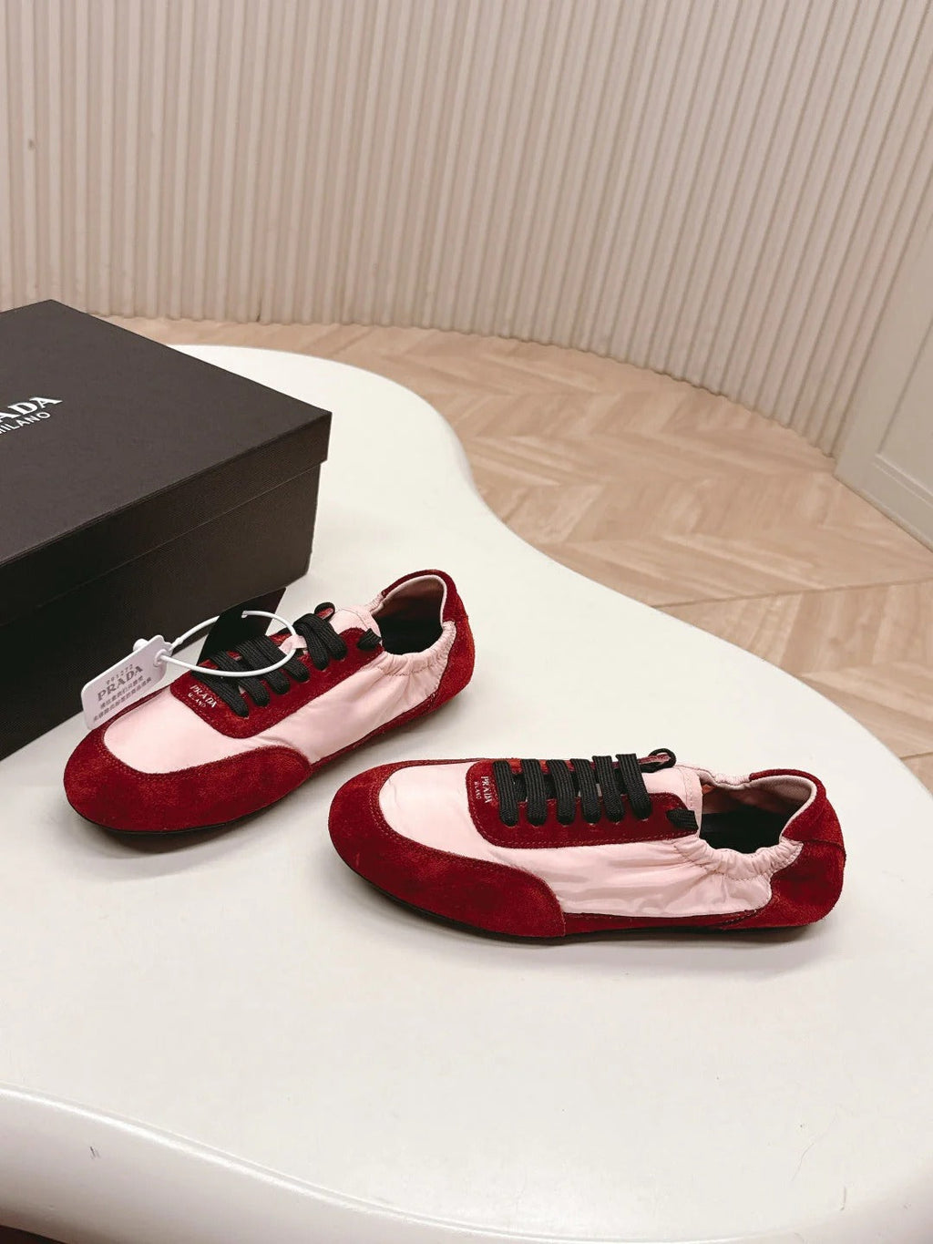 PRA 26S Sneaker Light Pink Red Suede Canvas 600603