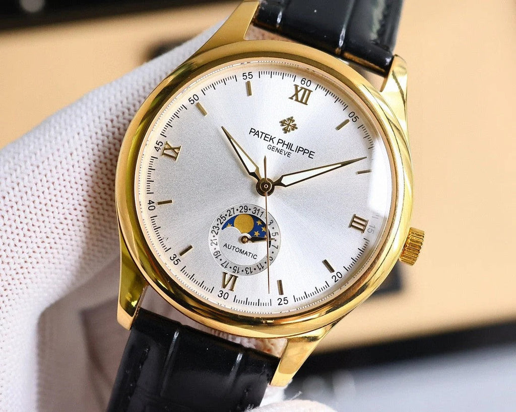 Patek Philippe Annual Calendar 40mm Gold Case Black Leather Strap