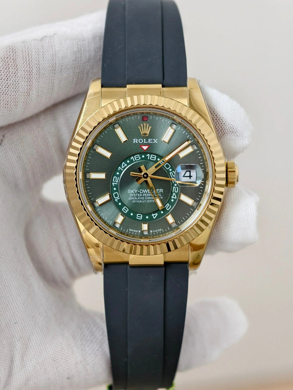 Rolex Sky-Dweller 42mm Gold Case Green Dial