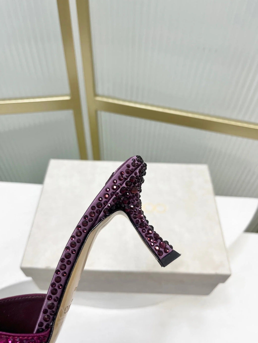 Jimmy 26s High-Heeled Slippers 65 Purple Diamond Sheepskin 605979