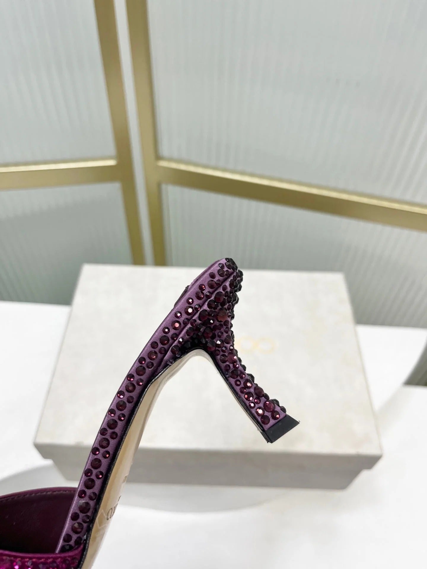 Jimmy 26s High-Heeled Slippers 65 Purple Diamond Sheepskin 605979