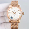 Omega De Ville Co-Axial Chronometer 41mm Watch White Dial Rose Gold Strap