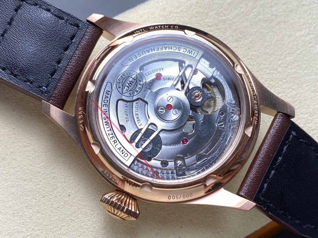 IWC Big Pilot 46mm Brown Dial Pink Gold Case Leather Strap