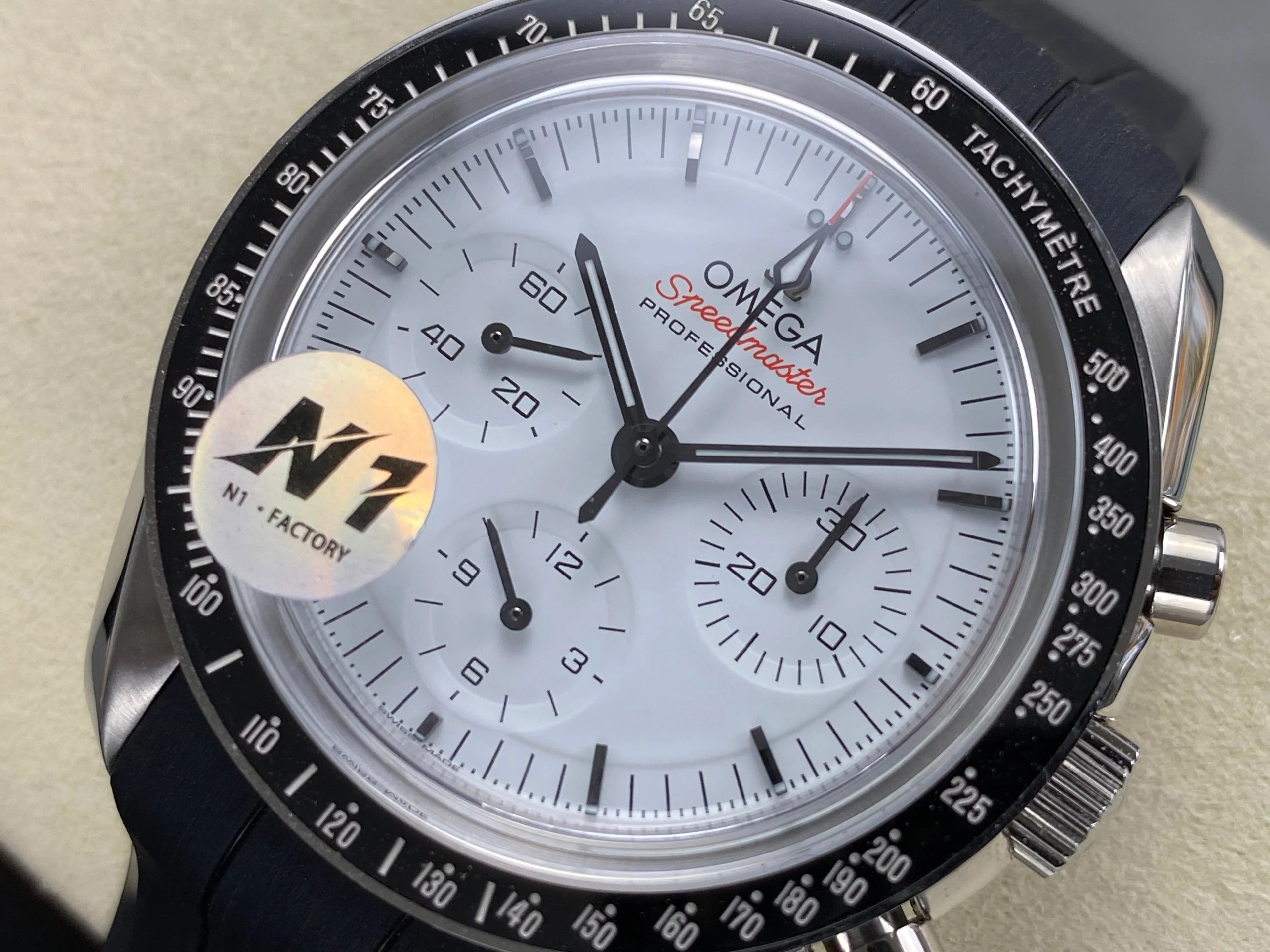 Omega Speedmaster Professional Moonwatch 42mm White Dial Black Rubber Strap