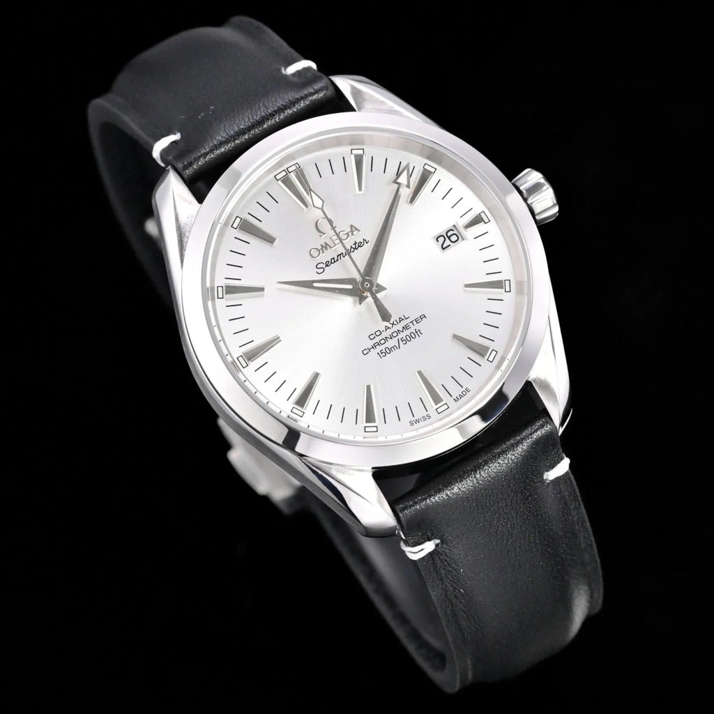 Omega Seamaster 150M Aqua Terra Observatory 39mm Black Leather Strap