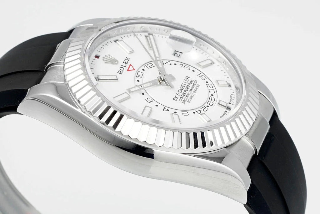 Rolex Sky-Dweller 42mm Stainless Steel Case White Dial Rubber Strap