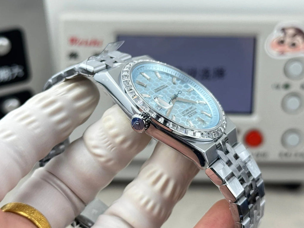 Rolex Land-Dweller Ice Blue Dial Diamond Bezel