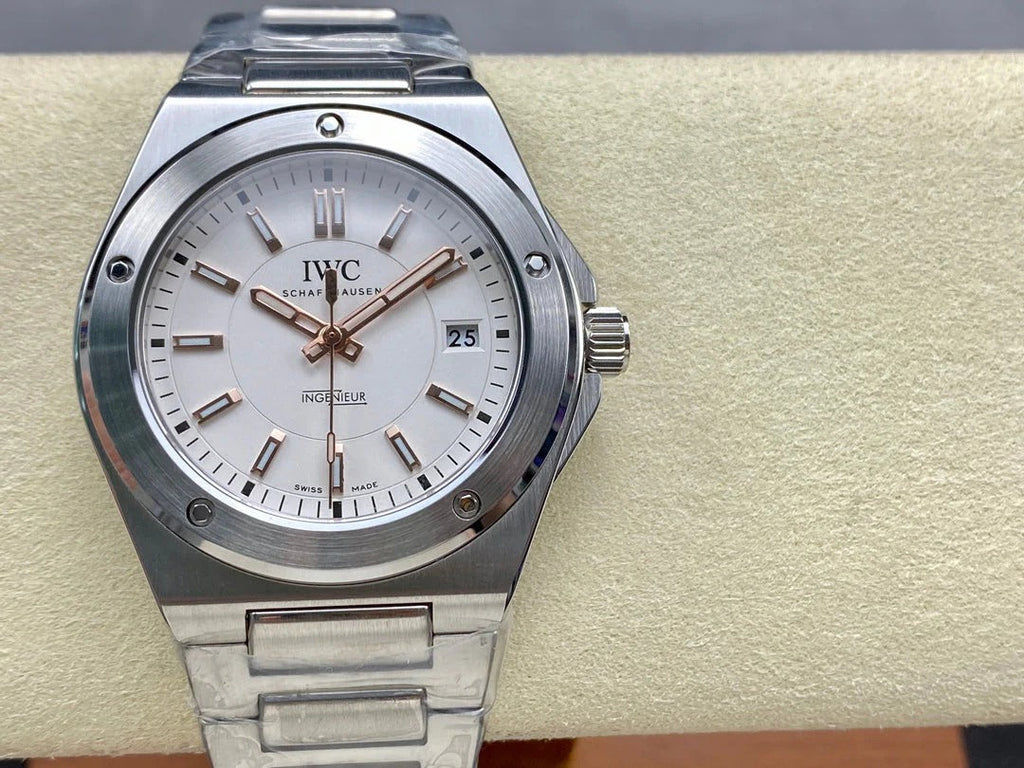 IWC Ingenieur 40mm Cream Dial Pink Gold Numerals Steel Case