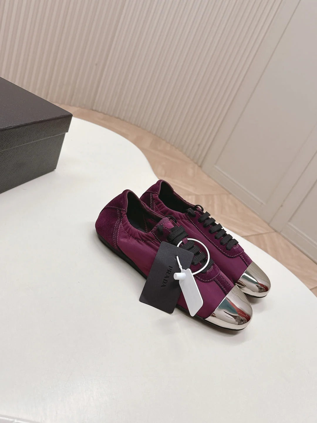 PRA 26S Mary Jane Wine Purple Sliver Canvas Suede 600625