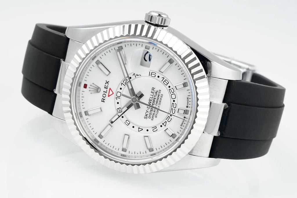 Rolex Sky-Dweller 42mm Stainless Steel Case White Dial Rubber Strap