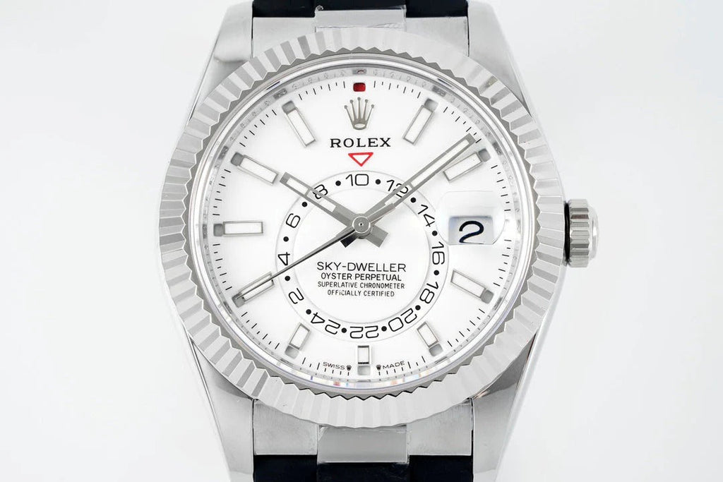 Rolex Sky-Dweller 42mm Stainless Steel Case White Dial Rubber Strap