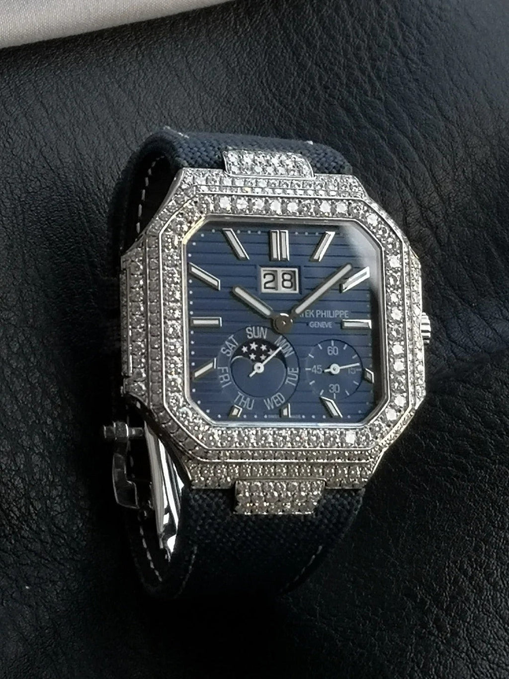 Patek Philippe Cubitus 45mm Diamond Case Blue Fabric Strap