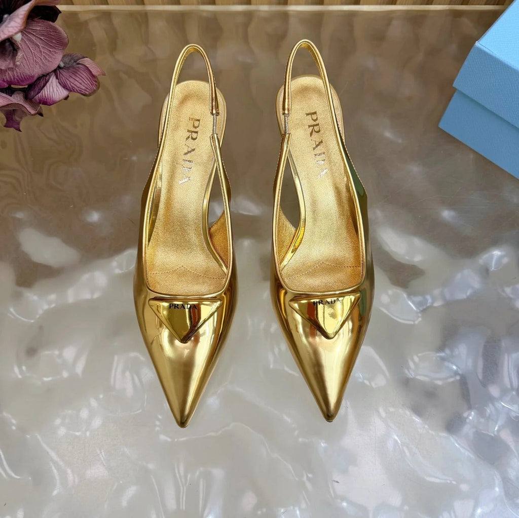 Prada 2026 Slingback Pump 55mm Metallic Leather 854175