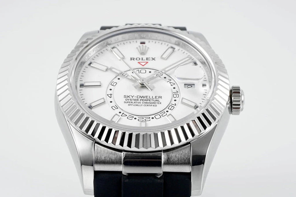 Rolex Sky-Dweller 42mm Stainless Steel Case White Dial Rubber Strap
