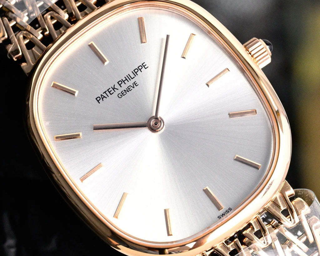 Patek Philippe Golden Ellipse 27mm Silver Dial Rose Gold Strap