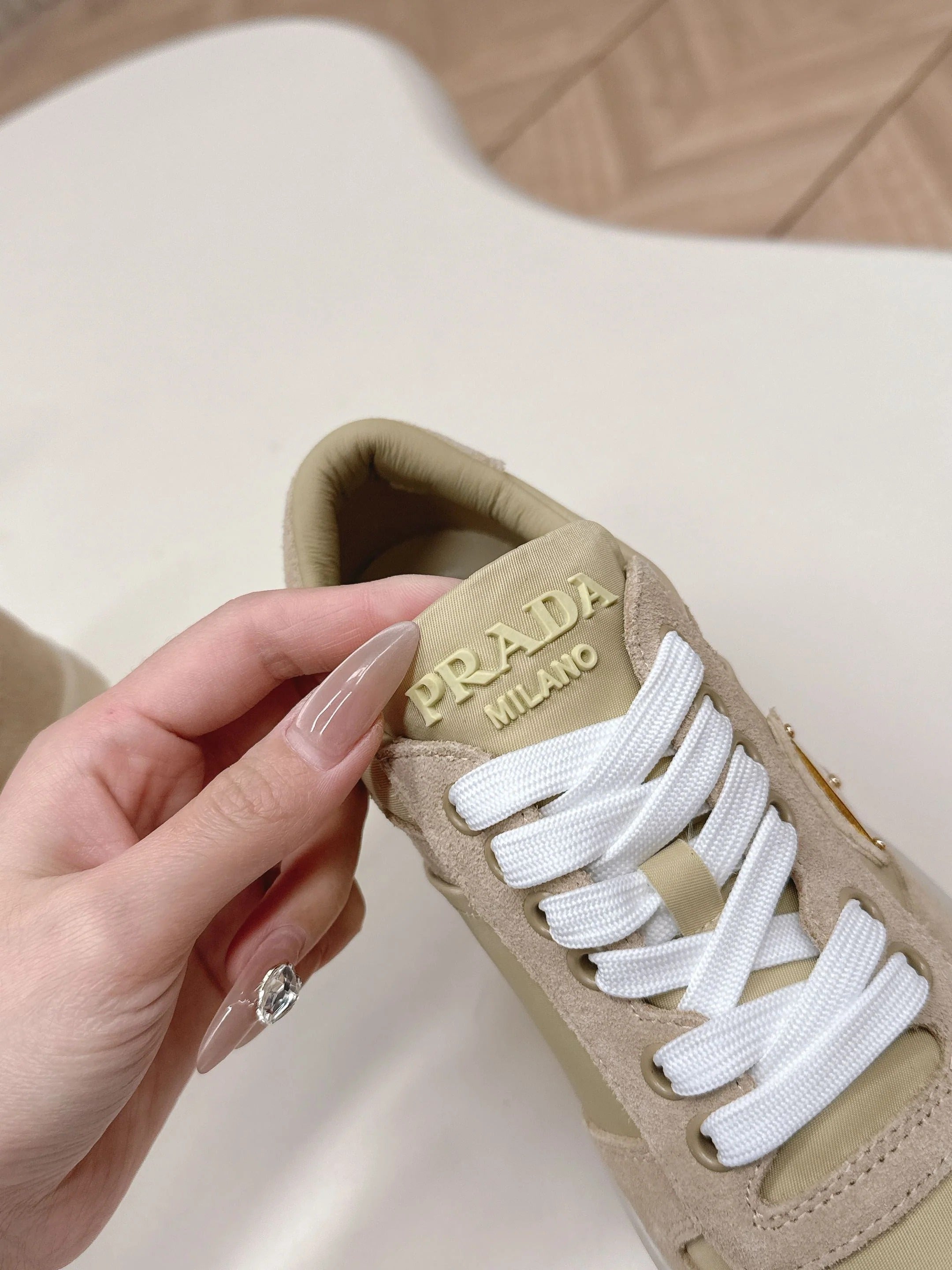 PRA 2026S Platform Sneakers 50 Beige Suede Cowhide 663493