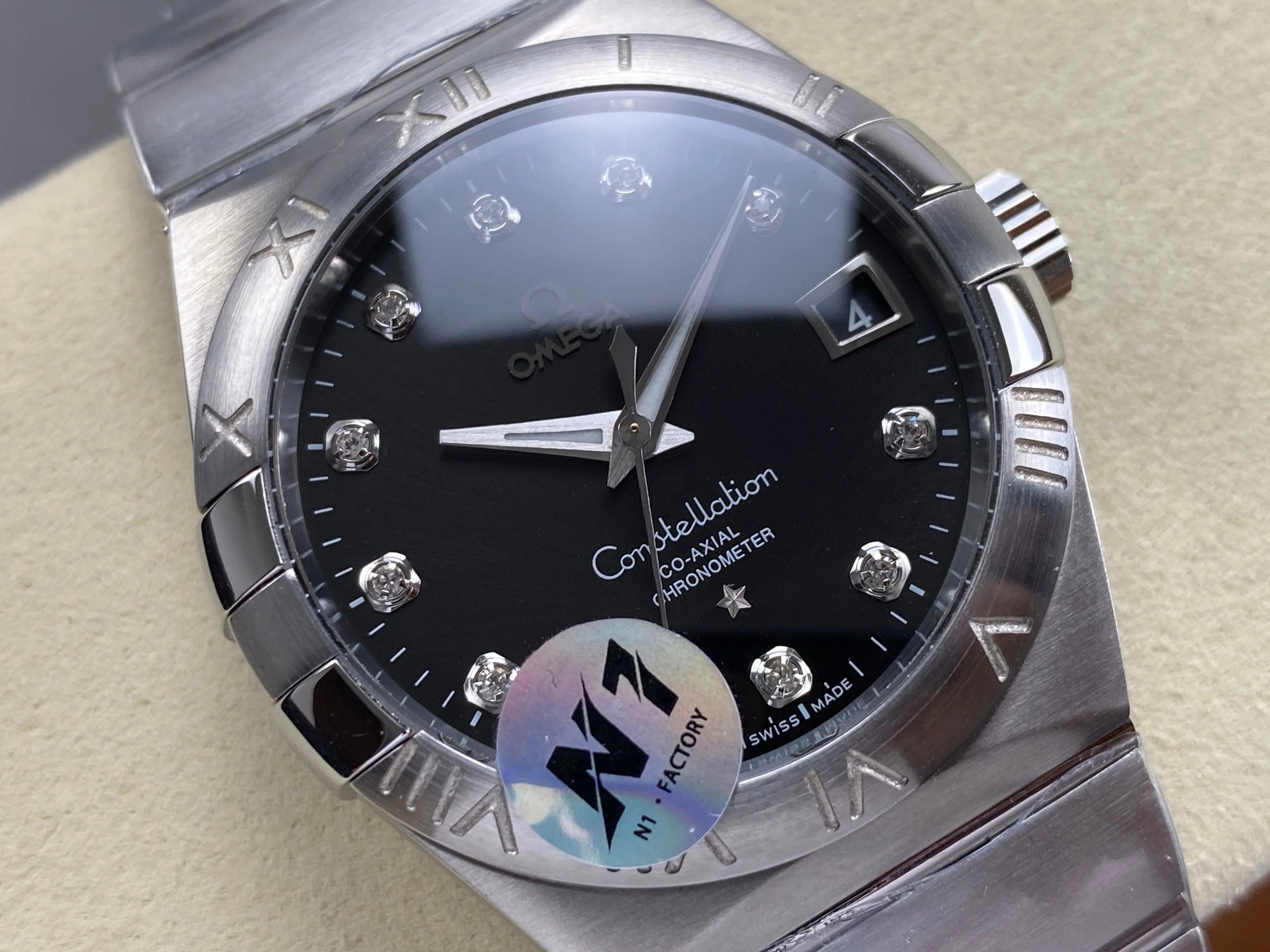 Omega Constellation Co-Axial Master Chronometer 38 mm Stainless Steel Case Diamond Black Dial