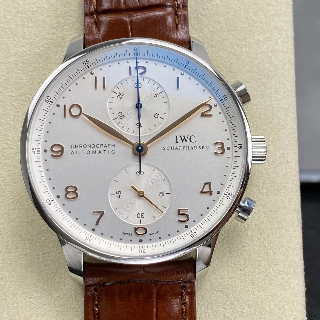 IWC Pilot's Chronograph 41mm Blue Dial Steel Case Rubber Strap