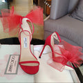 Jimmy Choo Sandal Red Mesh Cowhide 966998