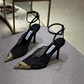 Jimmy Choo Pumps 100mm with Metal Lace Detail Black