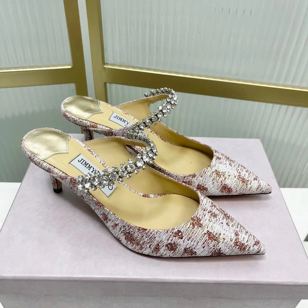 Jimmy 26s Heel Mules 65 White Red Sequins Sheepskin Diamond 605944
