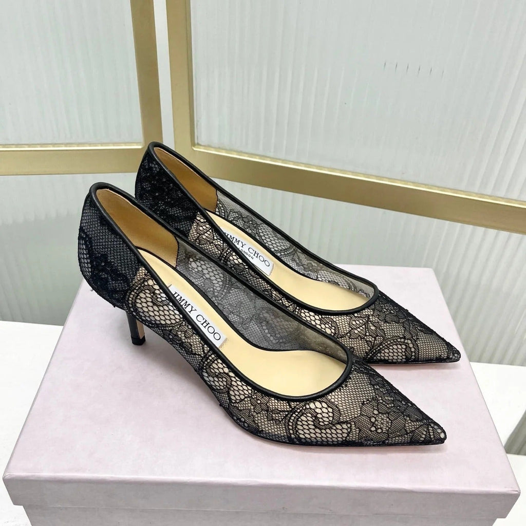 Jimmy 26s Heel Pump 65 Black Beige Lace Sheepskin 605954
