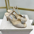 Jimmy 26s Peep-Toe High Heels 85 Beige Lace Sheepskin 605976