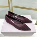 Jimmy 26s Ballet Flats Burgundy Rhinestones Mesh Sheepskin 605980
