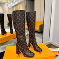 LV High Boots 85 Monogram Brown Sheepskin 573736