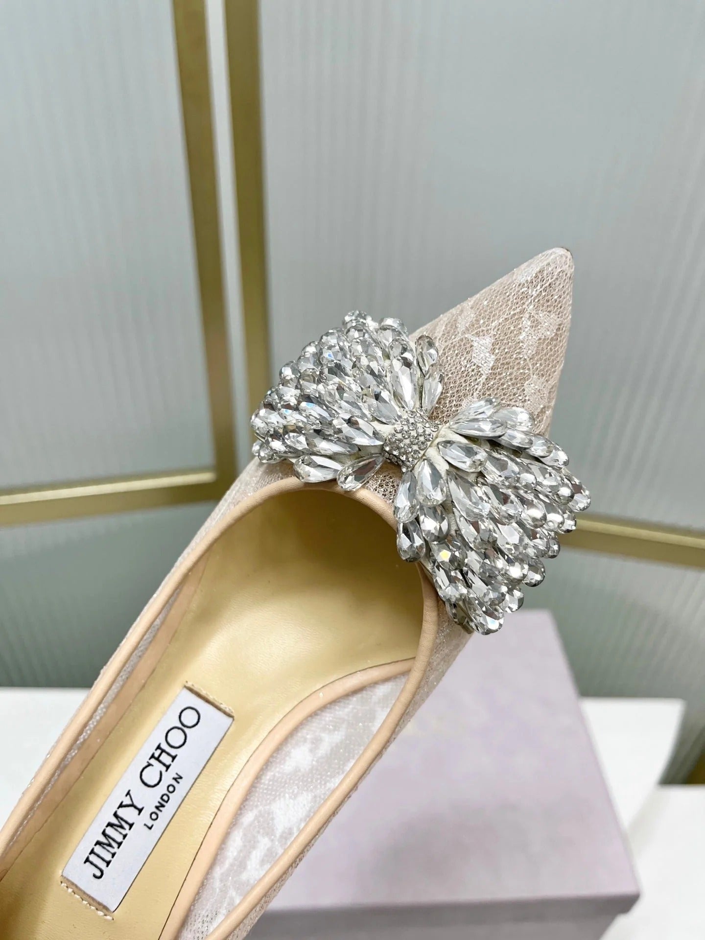 Jimmy 26s High Heels 65 Beige White Imported Lace Sheepskin 605987