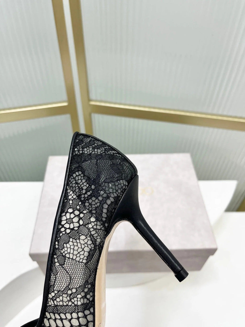 Jimmy 26s High Heel Pump 85 Black Lace Sheepskin 605956