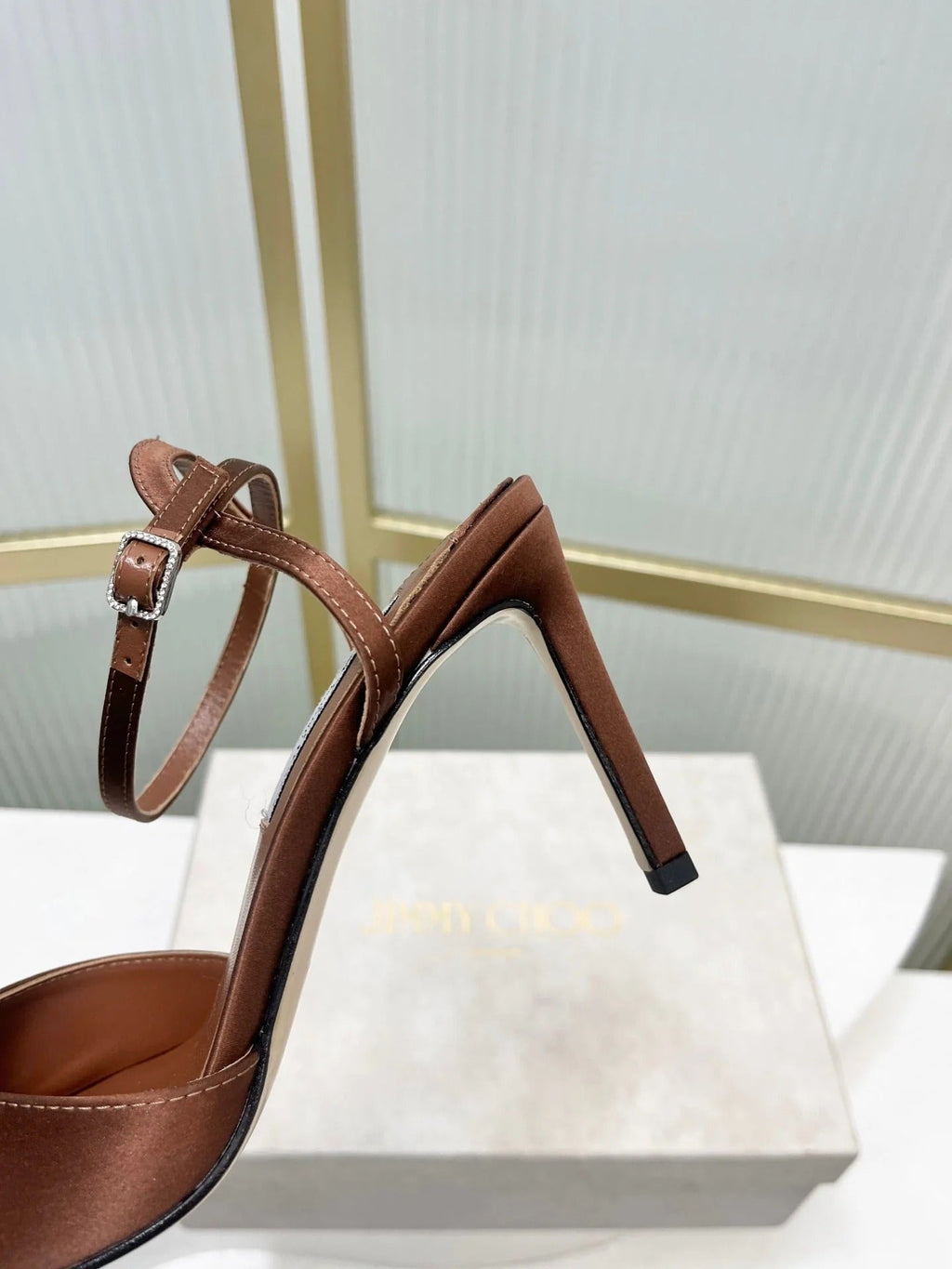 Jimmy 26s Peep-Toe High Heels 85 Brown Sheepskin 605974