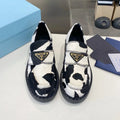 PRA 26S Platform Loafers Black White Cow Print Leather 628561