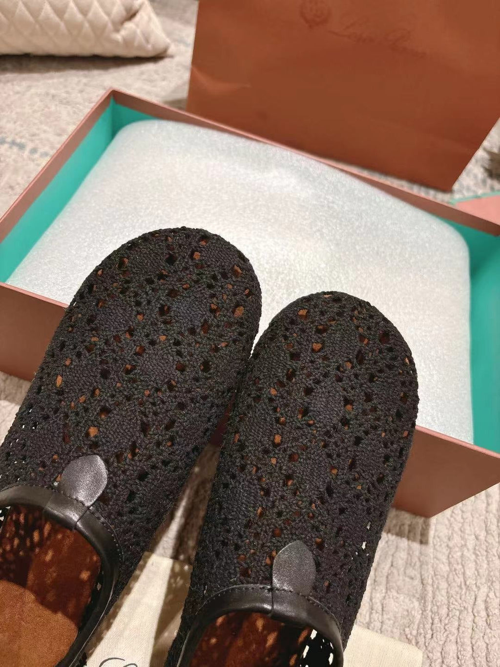FLAT SHOES 25 IN BLACK MESH FABRIC