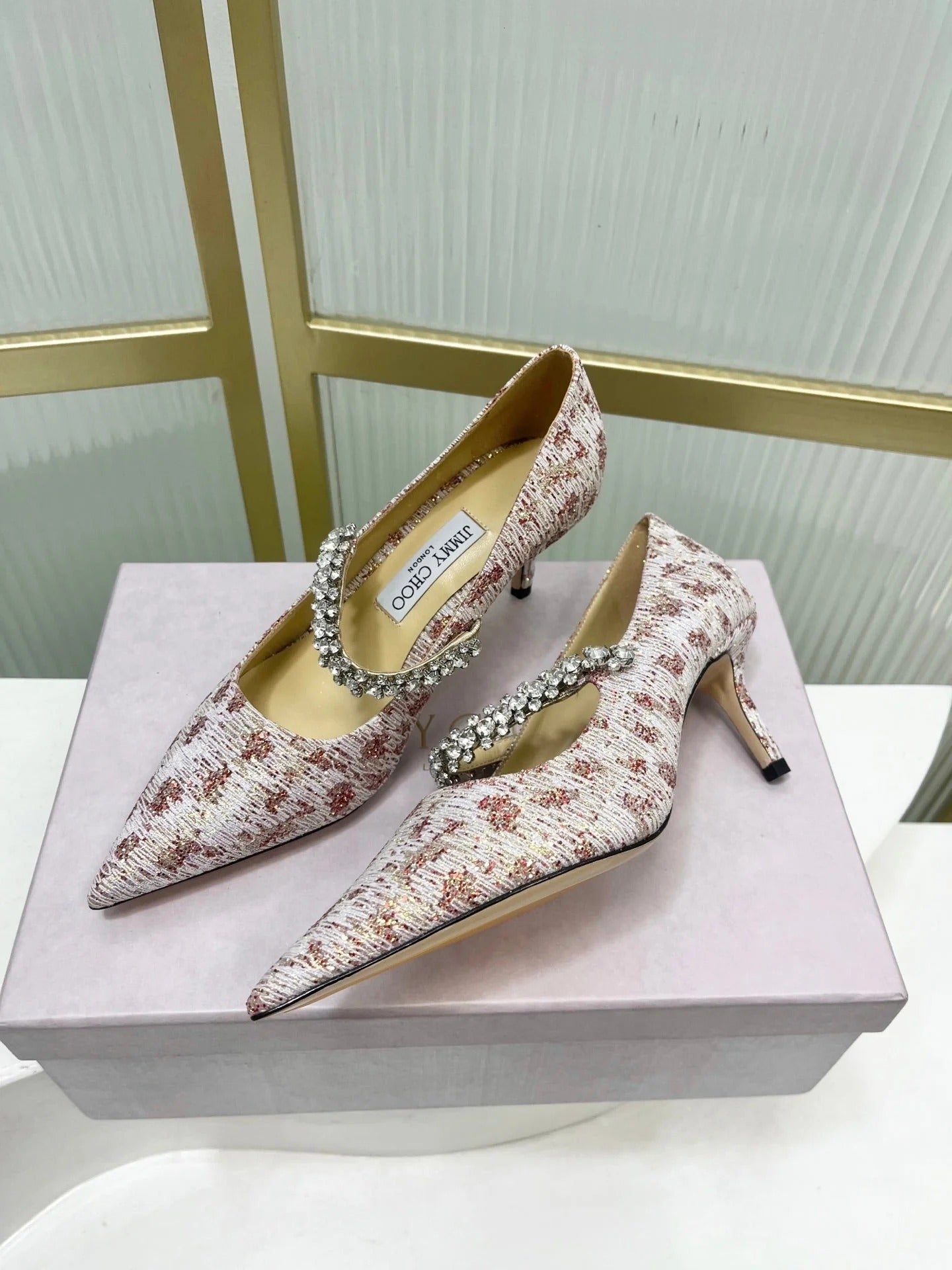 Jimmy 26s Heel Pump 65 White Red Sequins Sheepskin Diamond 605946