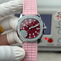 Patek Aquanaut 35.6mm Red Dial Pink Rubber Strap