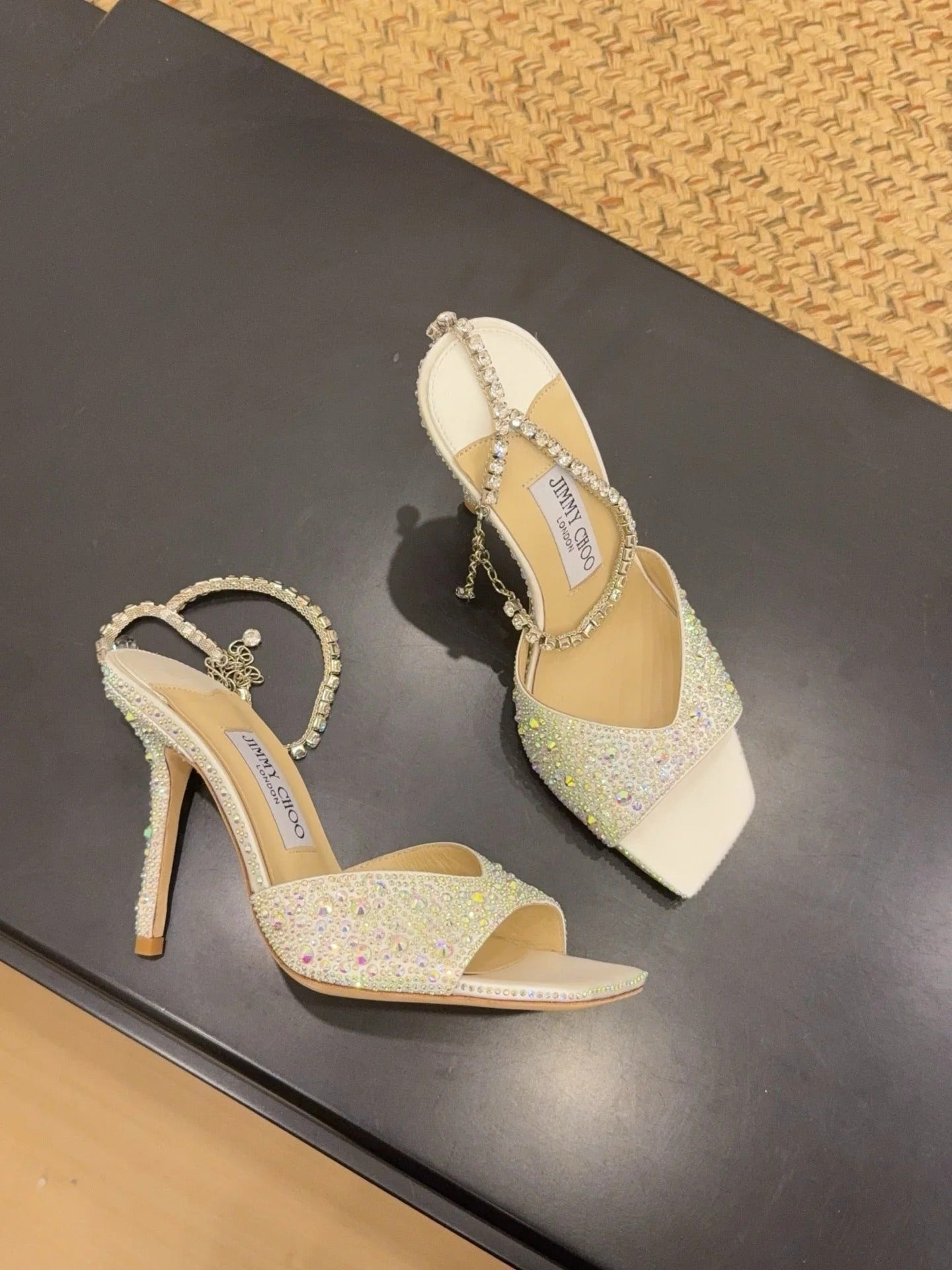 Jimmy 26s Platform Sandal 100 Ivory Multicolor Leather Diamond 602329
