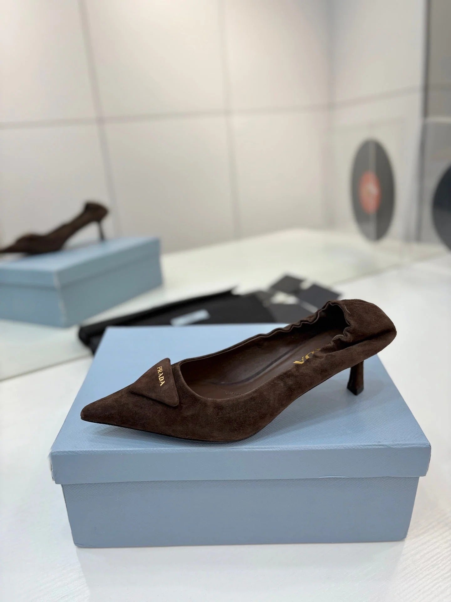 PRA 26S Pointed Toe High Heels 55 Dark Brown Suede 627134