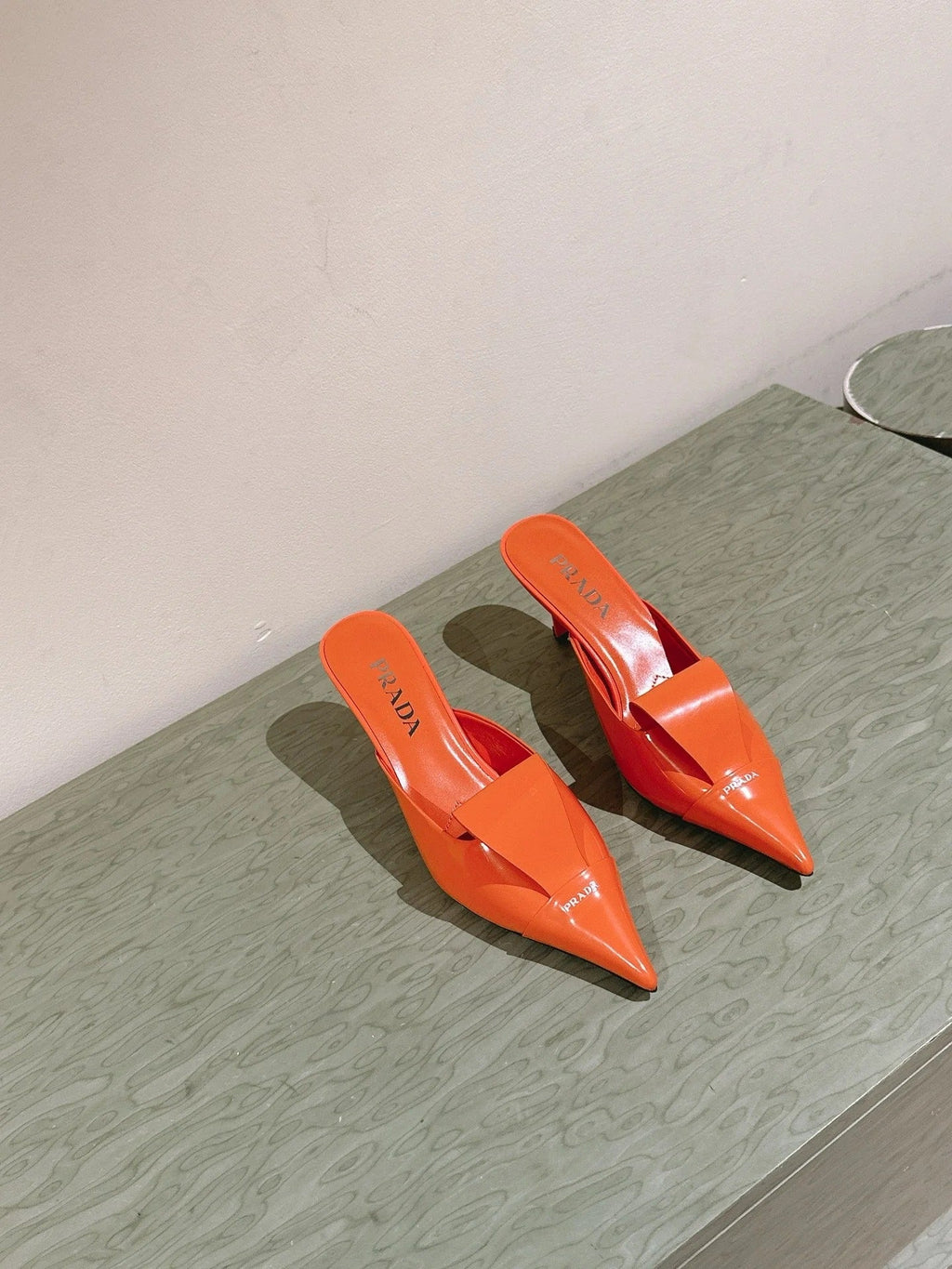 PRA 2026S High Heel Mule 80 Orange Sheepskin 657669