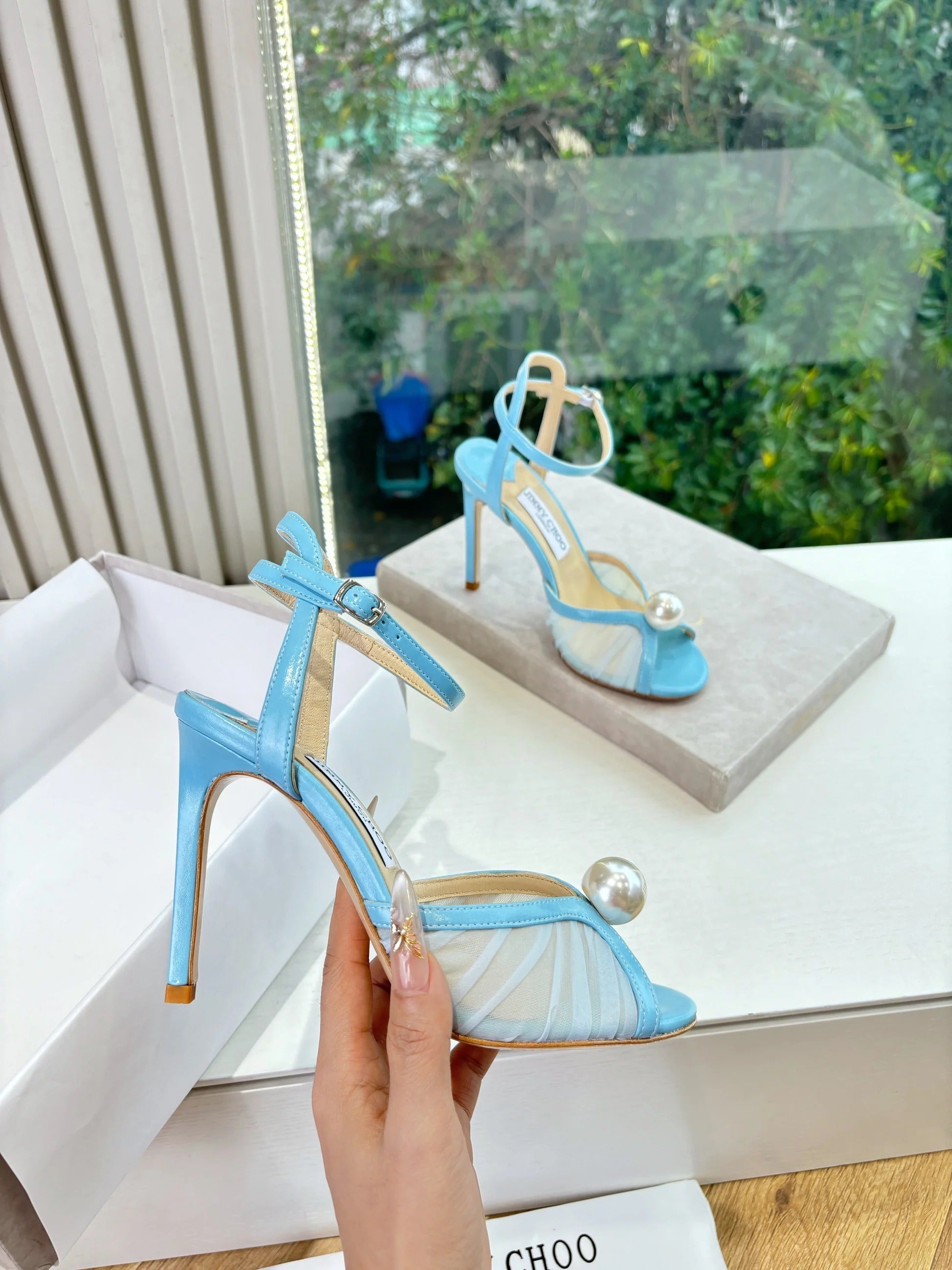 Jimmy 26s Platform Sandal 100 Light Blue Mesh Sheepskin 604106