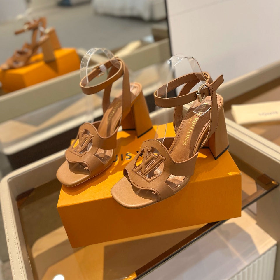 LV Isola Sandals 8.5 cm Brown Leather 888275