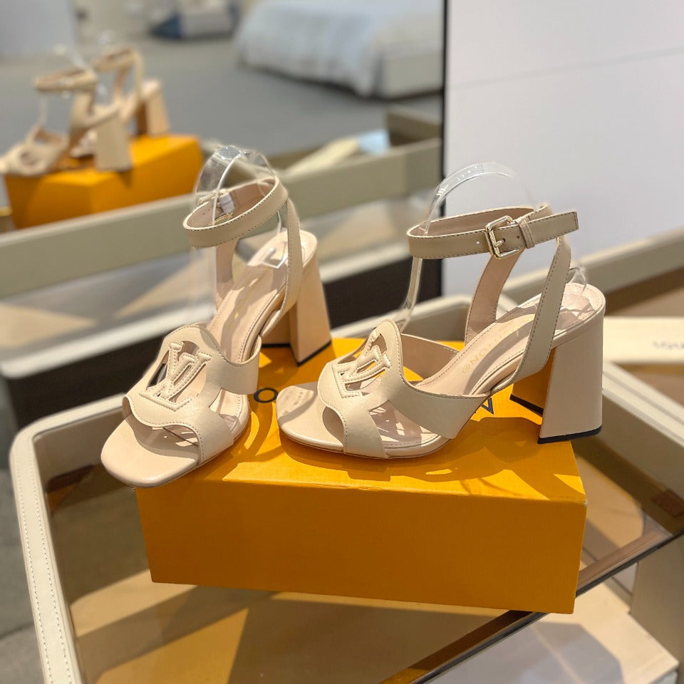 LV Isola Sandals 8.5 cm Beige Leather 888276