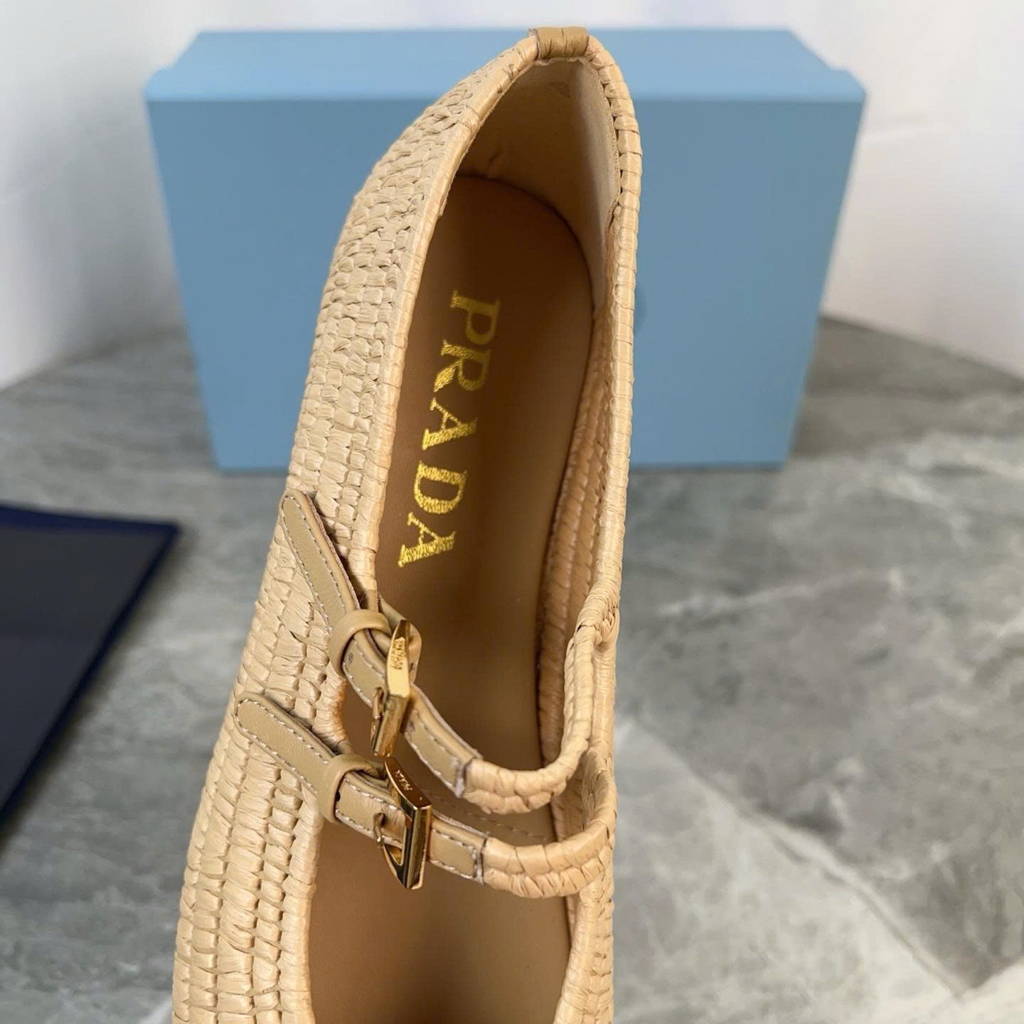 Pra Crochet Ballerinas Flats In Beige Raffia